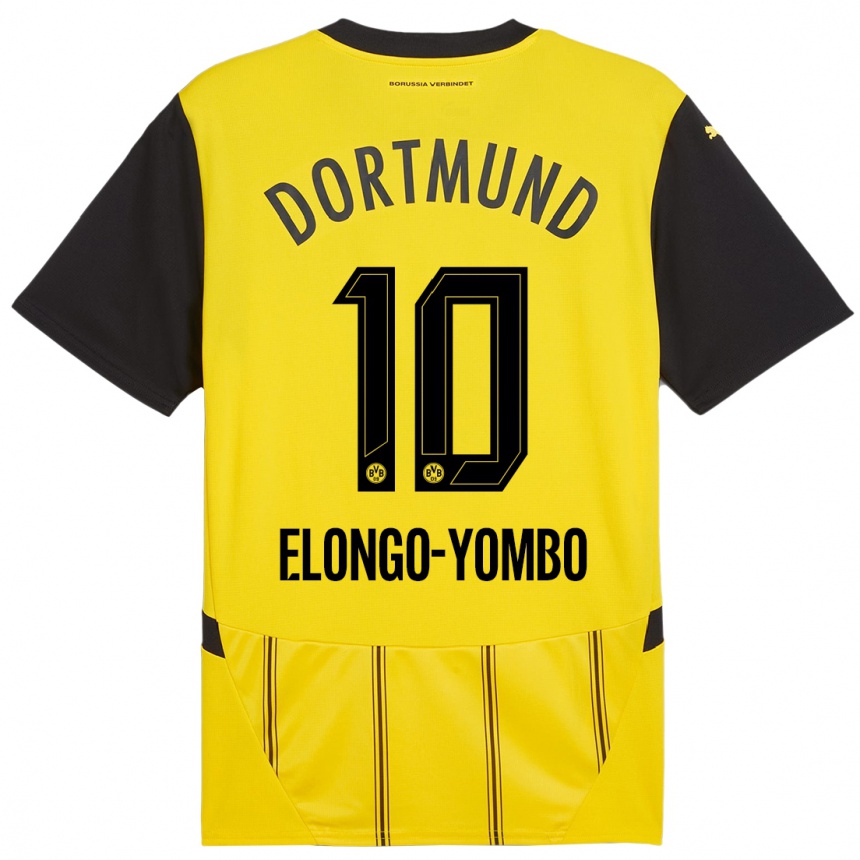 Enfant Football Maillot Rodney Elongo-Yombo #10 Jaune Noir Tenues Domicile 2024/25 Canada