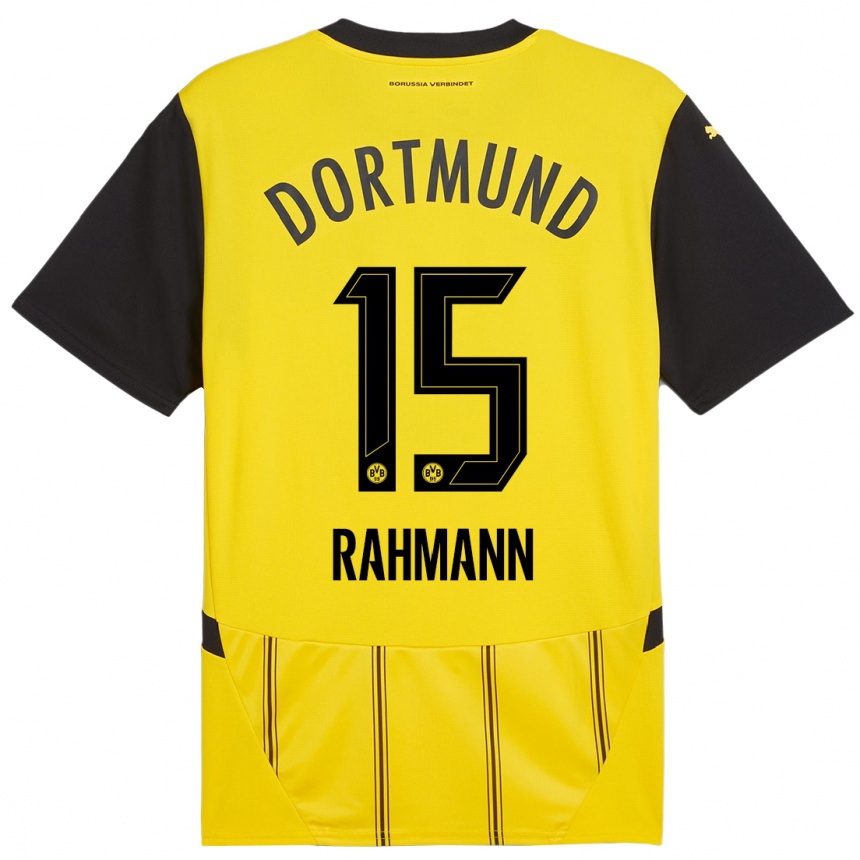 Enfant Football Maillot Luke Rahmann #15 Jaune Noir Tenues Domicile 2024/25 Canada