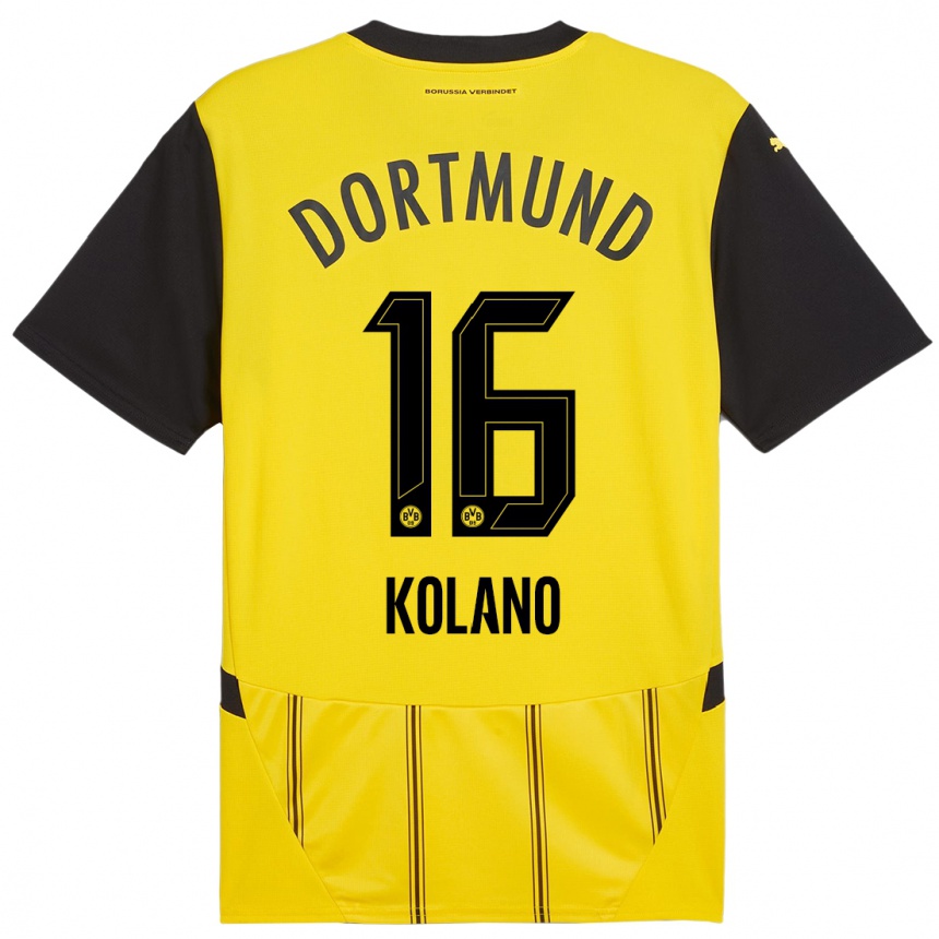 Enfant Football Maillot Damian Kolano #16 Jaune Noir Tenues Domicile 2024/25 Canada