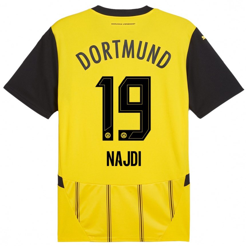 Enfant Football Maillot Ahmad Najdi #19 Jaune Noir Tenues Domicile 2024/25 Canada