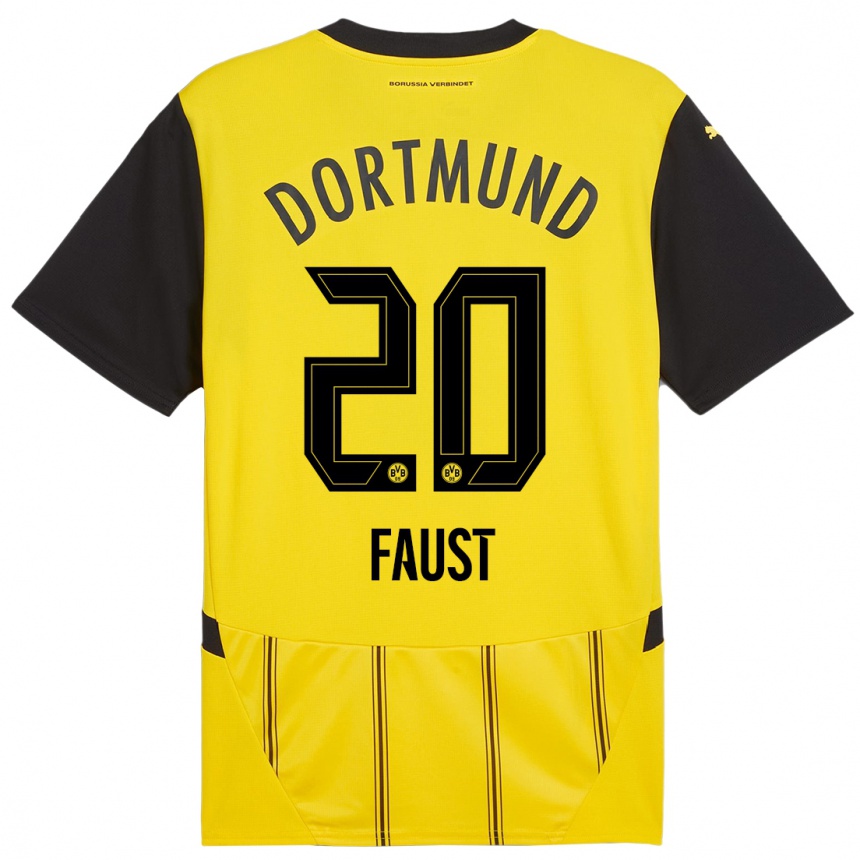 Enfant Football Maillot Tom Faust #20 Jaune Noir Tenues Domicile 2024/25 Canada