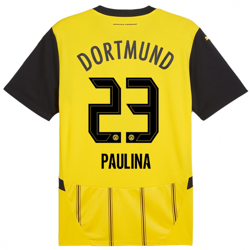 Kids Football Jordi Paulina #23 Yellow Black Home Jersey 2024/25 T-Shirt Canada