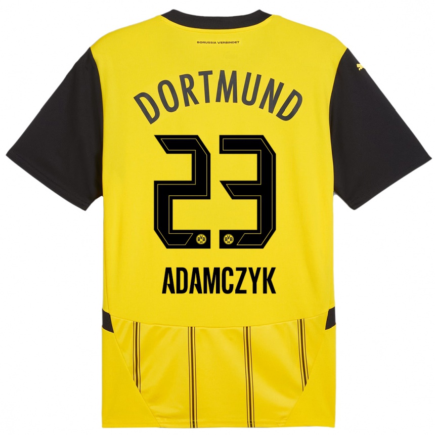 Enfant Football Maillot Nico Adamczyk #23 Jaune Noir Tenues Domicile 2024/25 Canada