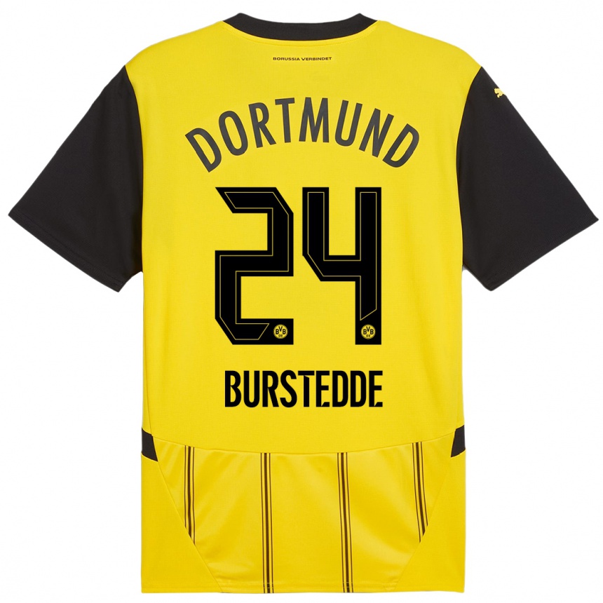 Enfant Football Maillot Joshua Burstedde #24 Jaune Noir Tenues Domicile 2024/25 Canada