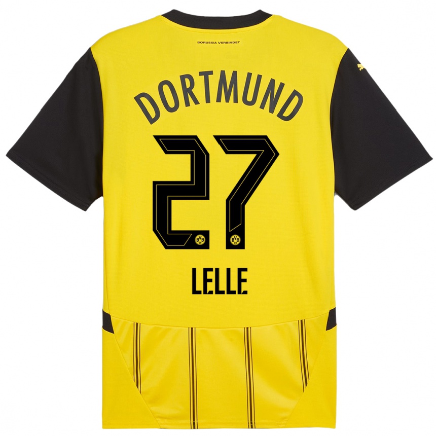 Enfant Football Maillot David Lelle #27 Jaune Noir Tenues Domicile 2024/25 Canada