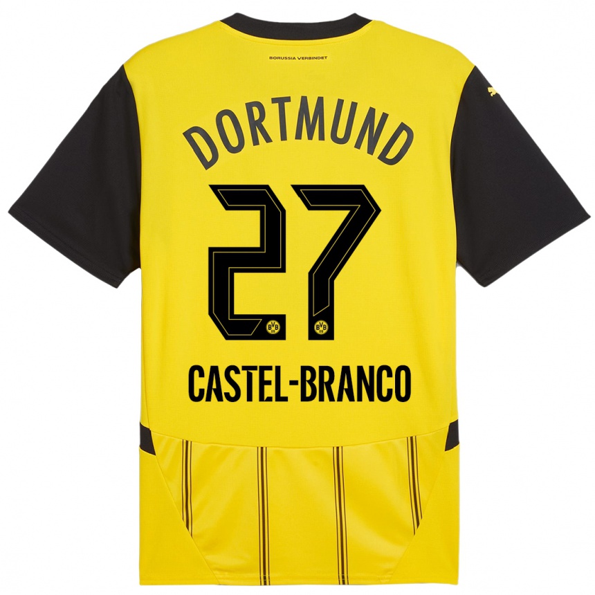 Enfant Football Maillot Diego Castel-Branco #27 Jaune Noir Tenues Domicile 2024/25 Canada