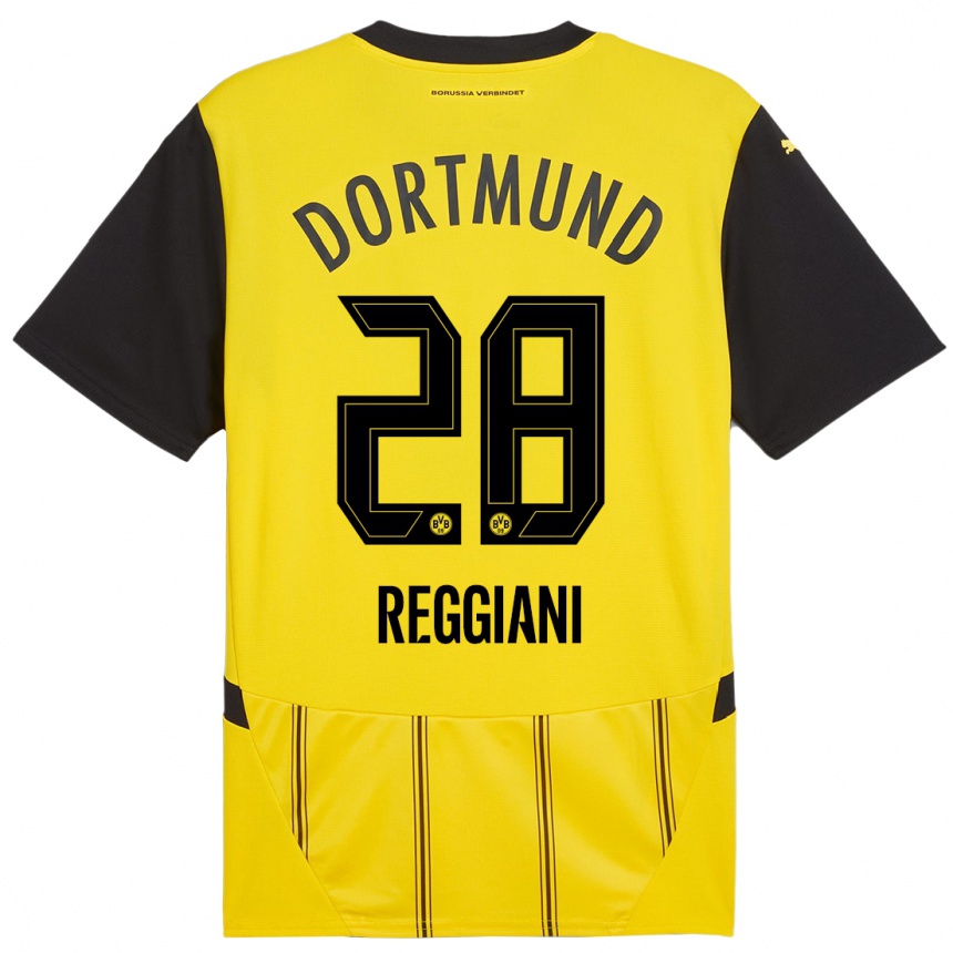 Enfant Football Maillot Luca Reggiani #28 Jaune Noir Tenues Domicile 2024/25 Canada