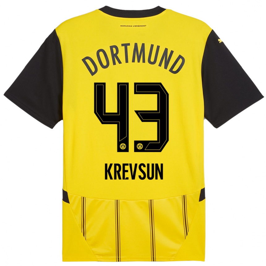 Enfant Football Maillot Danylo Krevsun #43 Jaune Noir Tenues Domicile 2024/25 Canada