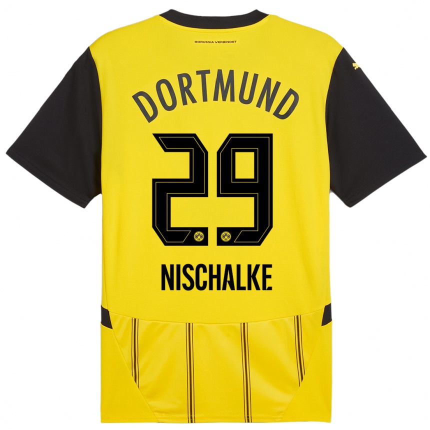 Enfant Football Maillot Jermain Nischalke #29 Jaune Noir Tenues Domicile 2024/25 Canada