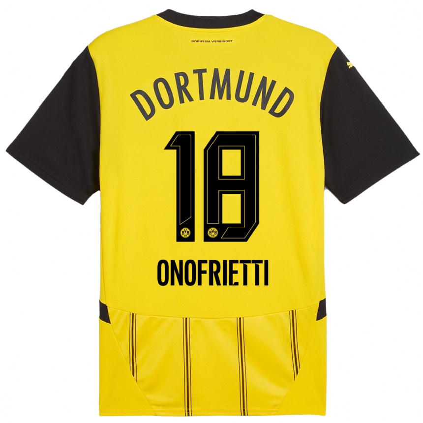 Kids Football Vincenzo Onofrietti #18 Yellow Black Home Jersey 2024/25 T-Shirt Canada