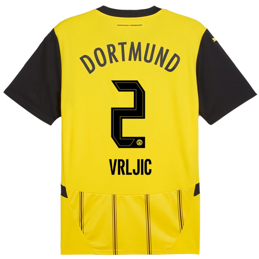 Enfant Football Maillot Daniel Vrljic #2 Jaune Noir Tenues Domicile 2024/25 Canada