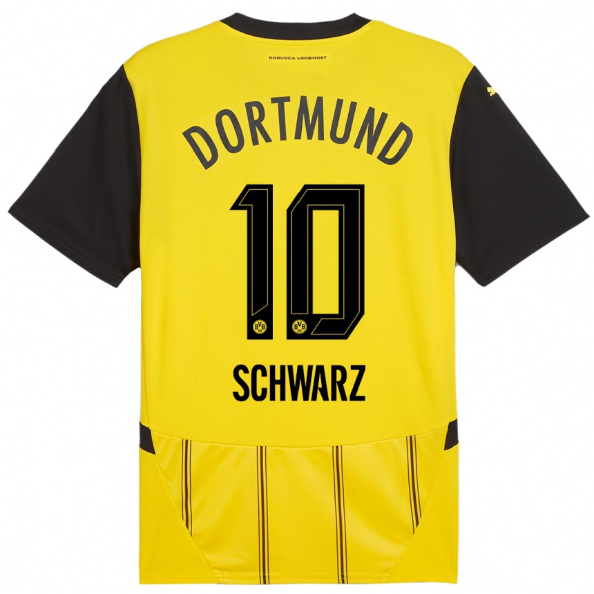 Enfant Football Maillot Oskar Schwarz #10 Jaune Noir Tenues Domicile 2024/25 Canada