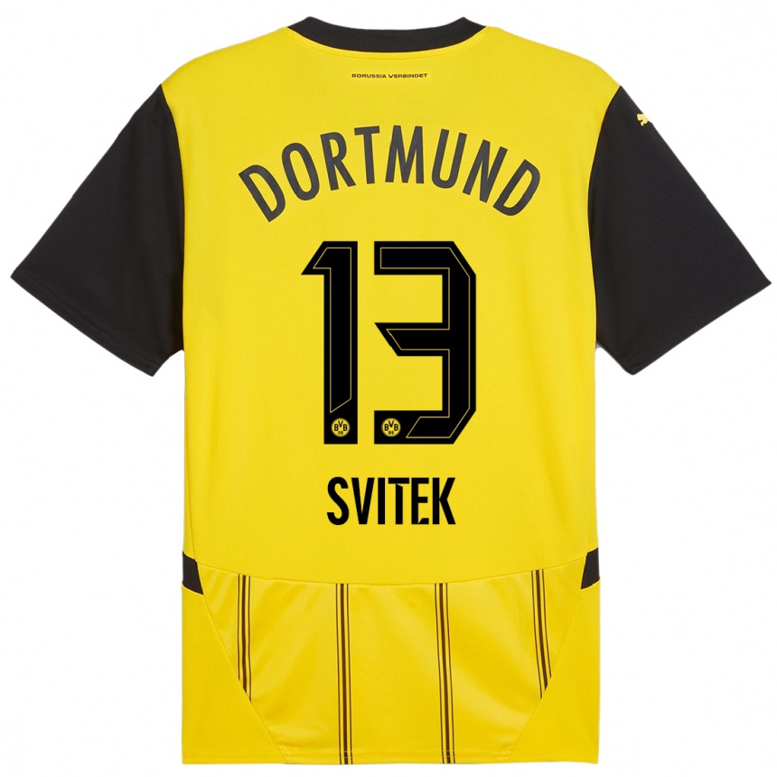 Enfant Football Maillot Leon Svitek #13 Jaune Noir Tenues Domicile 2024/25 Canada