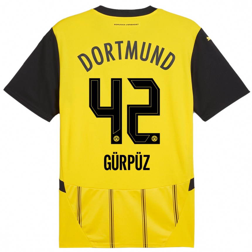 Enfant Football Maillot Goktan Gurpuz #42 Jaune Noir Tenues Domicile 2024/25 Canada