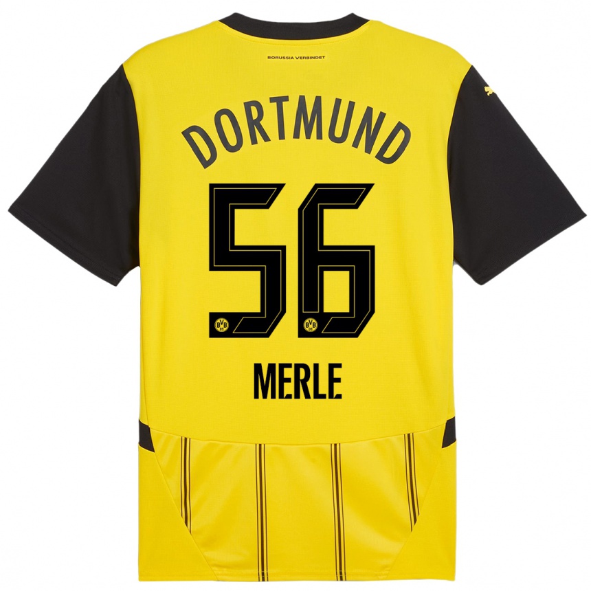 Enfant Football Maillot Albers Merle #56 Jaune Noir Tenues Domicile 2024/25 Canada