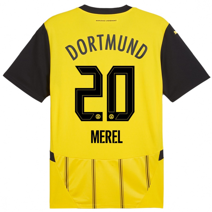 Enfant Football Maillot Freriks Merel #20 Jaune Noir Tenues Domicile 2024/25 Canada