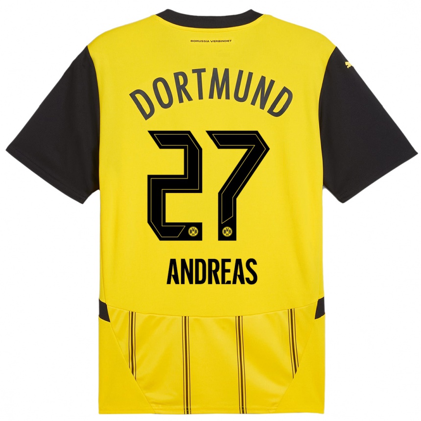 Enfant Football Maillot Kuno Andreas #27 Jaune Noir Tenues Domicile 2024/25 Canada