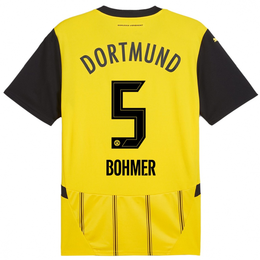 Enfant Football Maillot Tim Bohmer #5 Jaune Noir Tenues Domicile 2024/25 Canada