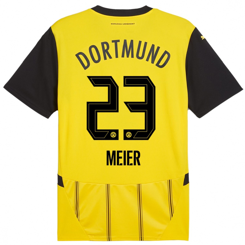 Kids Football Maximilian Meier #23 Yellow Black Home Jersey 2024/25 T-Shirt Canada