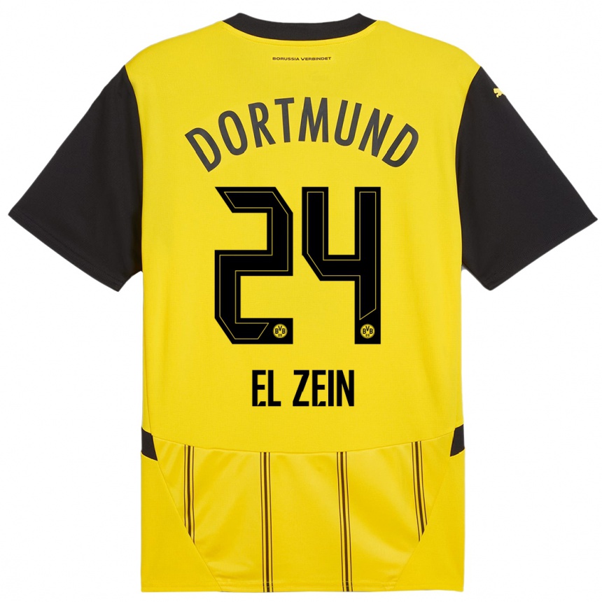 Kids Football Abu-Bekir Omer El-Zein #24 Yellow Black Home Jersey 2024/25 T-Shirt Canada