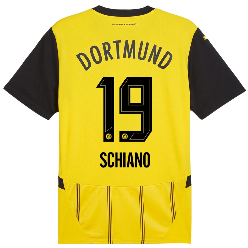 Enfant Football Maillot Emilio Schiano #19 Jaune Noir Tenues Domicile 2024/25 Canada