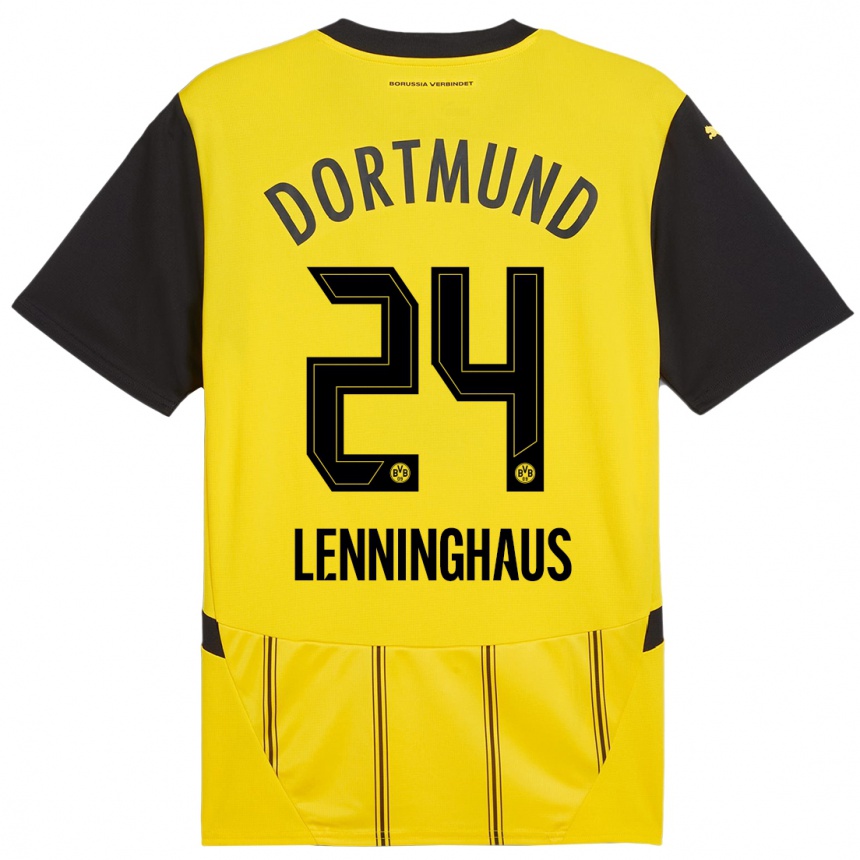 Enfant Football Maillot Mika Lenninghaus #24 Jaune Noir Tenues Domicile 2024/25 Canada