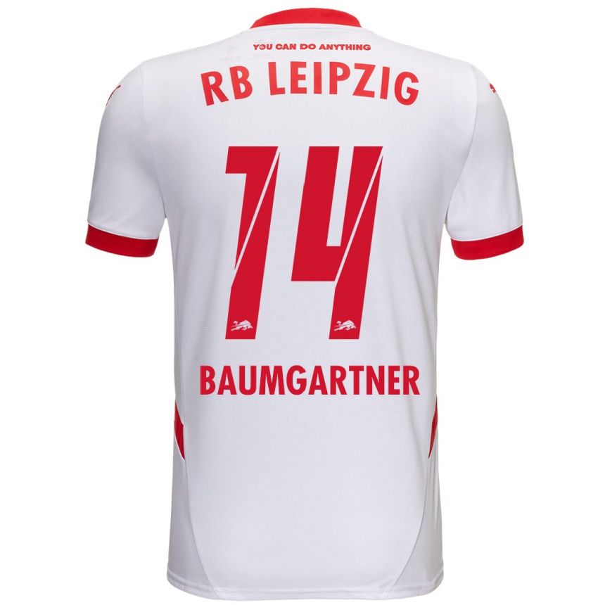 Enfant Football Maillot Christoph Baumgartner #14 Blanc Rouge Tenues Domicile 2024/25 Canada