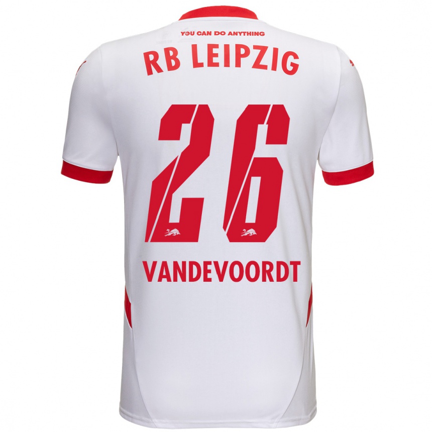 Enfant Football Maillot Maarten Vandevoordt #26 Blanc Rouge Tenues Domicile 2024/25 Canada