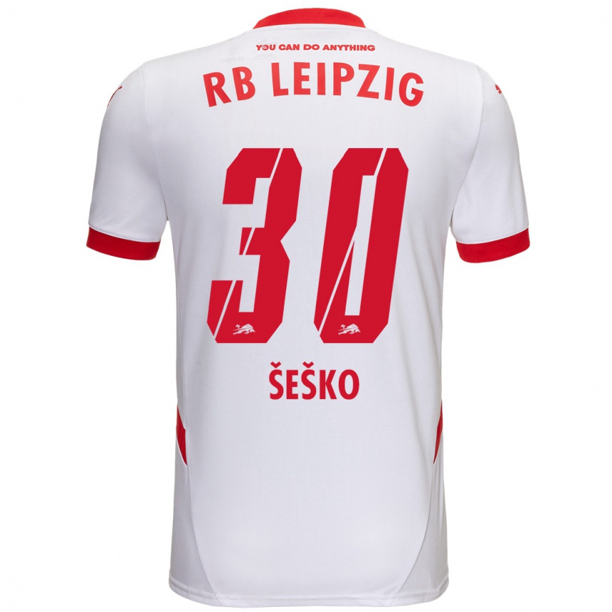 Enfant Football Maillot Benjamin Sesko #30 Blanc Rouge Tenues Domicile 2024/25 Canada