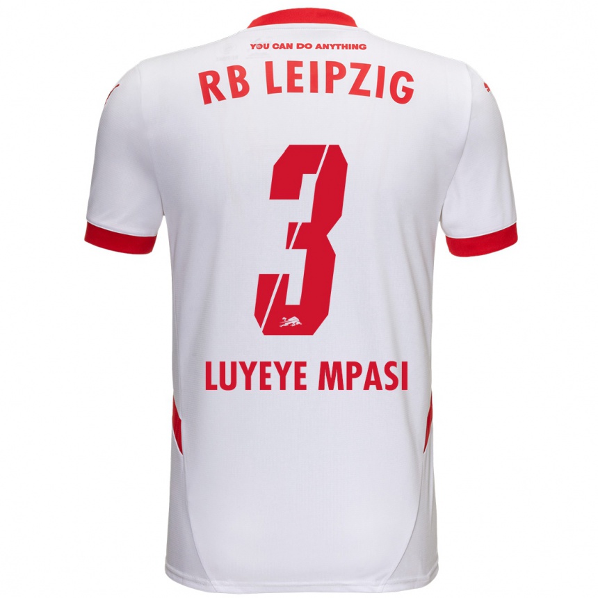 Kids Football Seal Luyeye Mpasi #3 White Red Home Jersey 2024/25 T-Shirt Canada