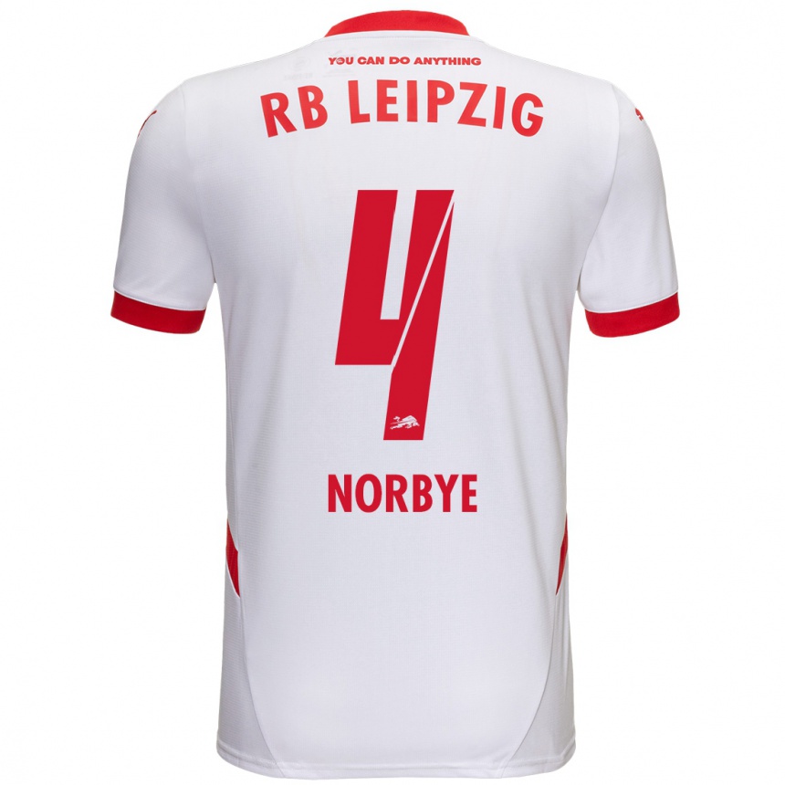 Enfant Football Maillot Jonathan Norbye #4 Blanc Rouge Tenues Domicile 2024/25 Canada