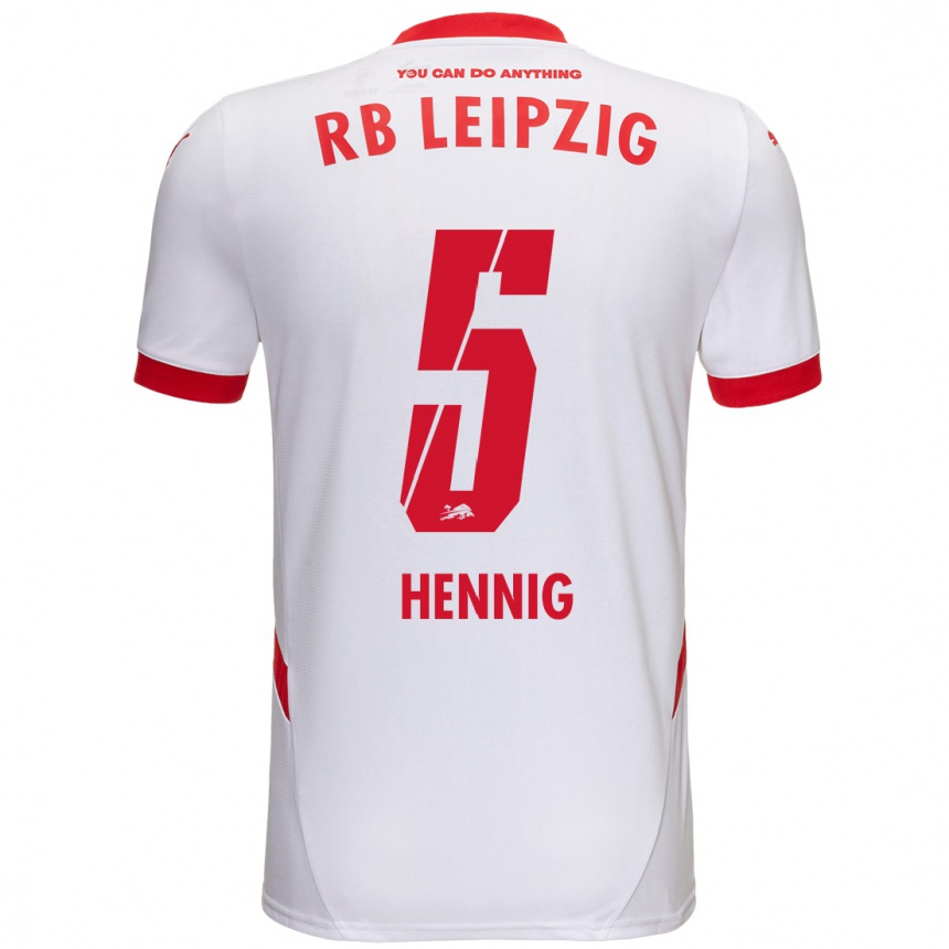 Enfant Football Maillot Lenny Hennig #5 Blanc Rouge Tenues Domicile 2024/25 Canada