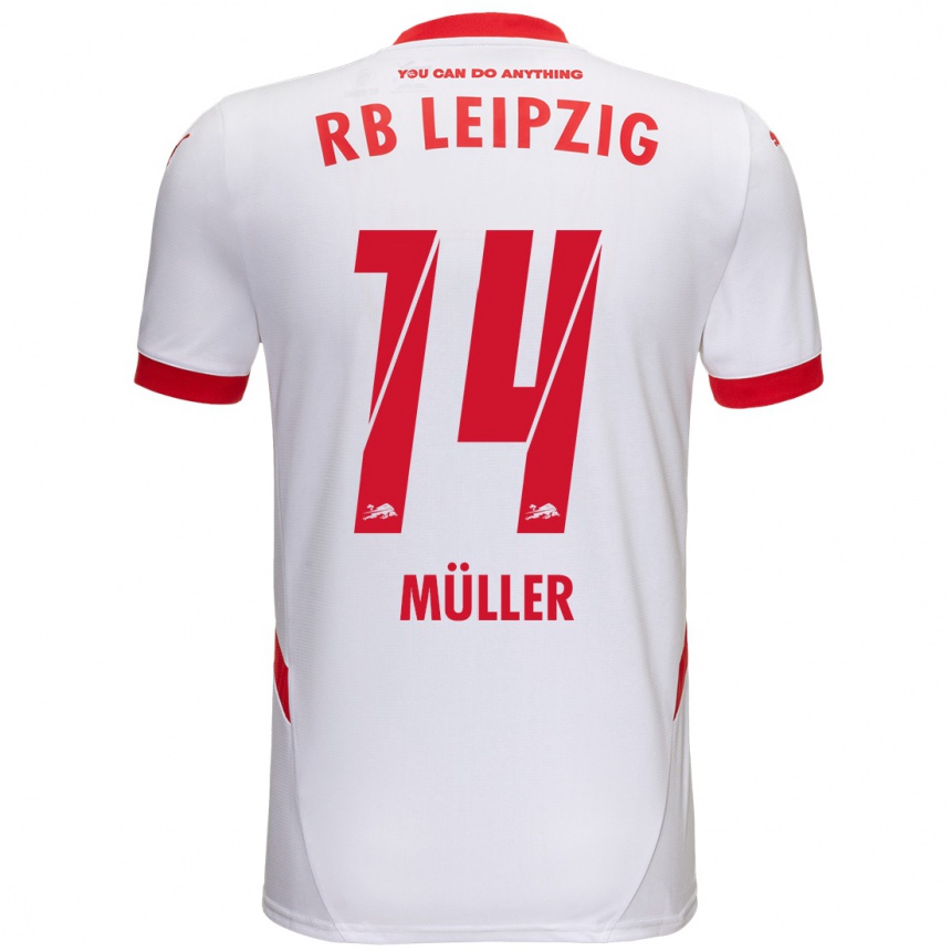 Enfant Football Maillot Hannes Müller #14 Blanc Rouge Tenues Domicile 2024/25 Canada