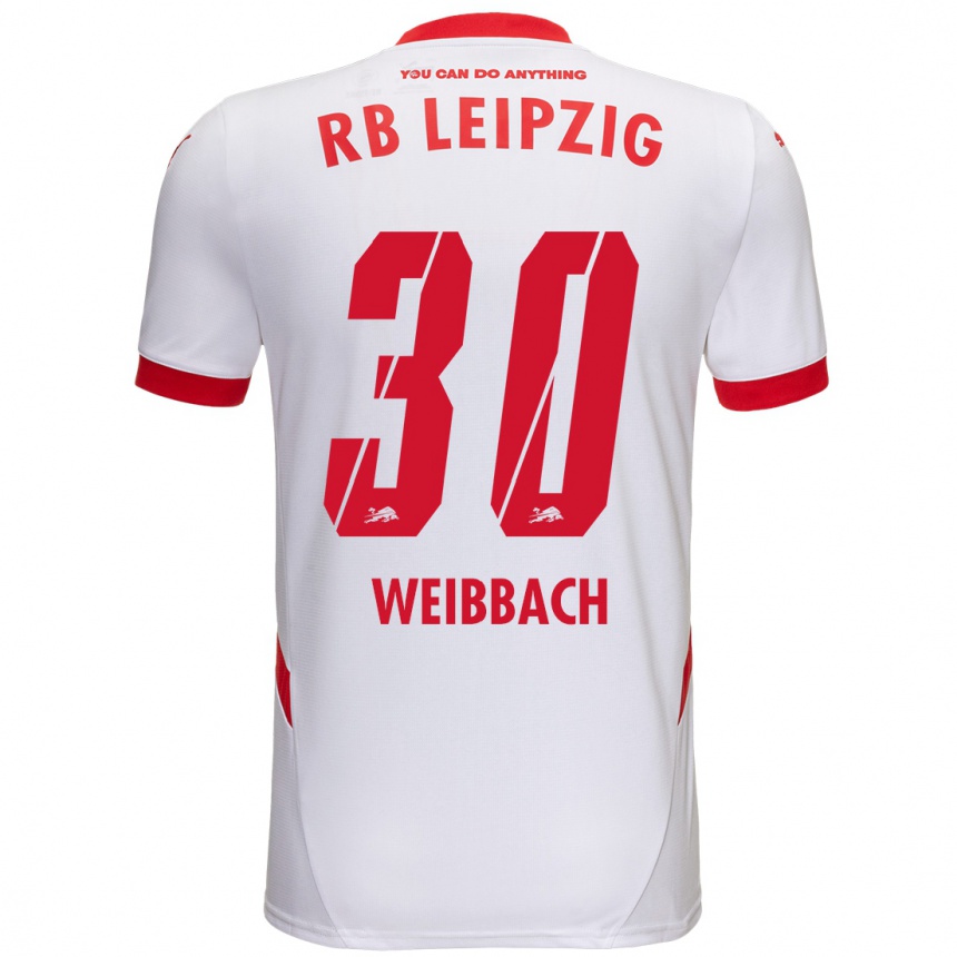 Kids Football Noah Weißbach #30 White Red Home Jersey 2024/25 T-Shirt Canada