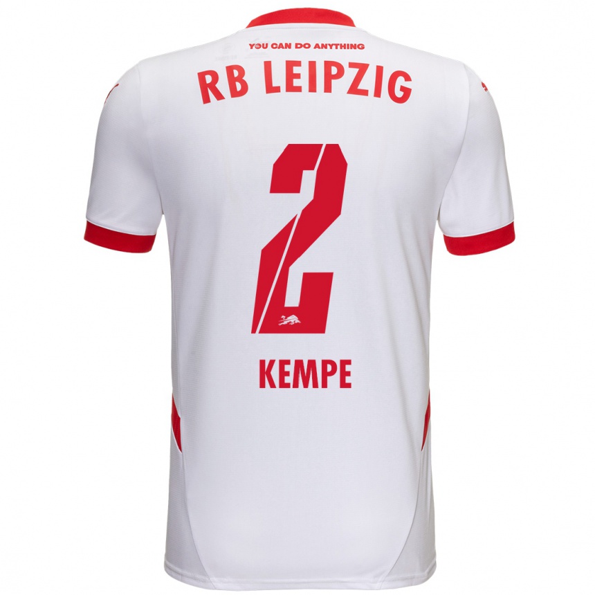 Kids Football Frederike Kempe #2 White Red Home Jersey 2024/25 T-Shirt Canada