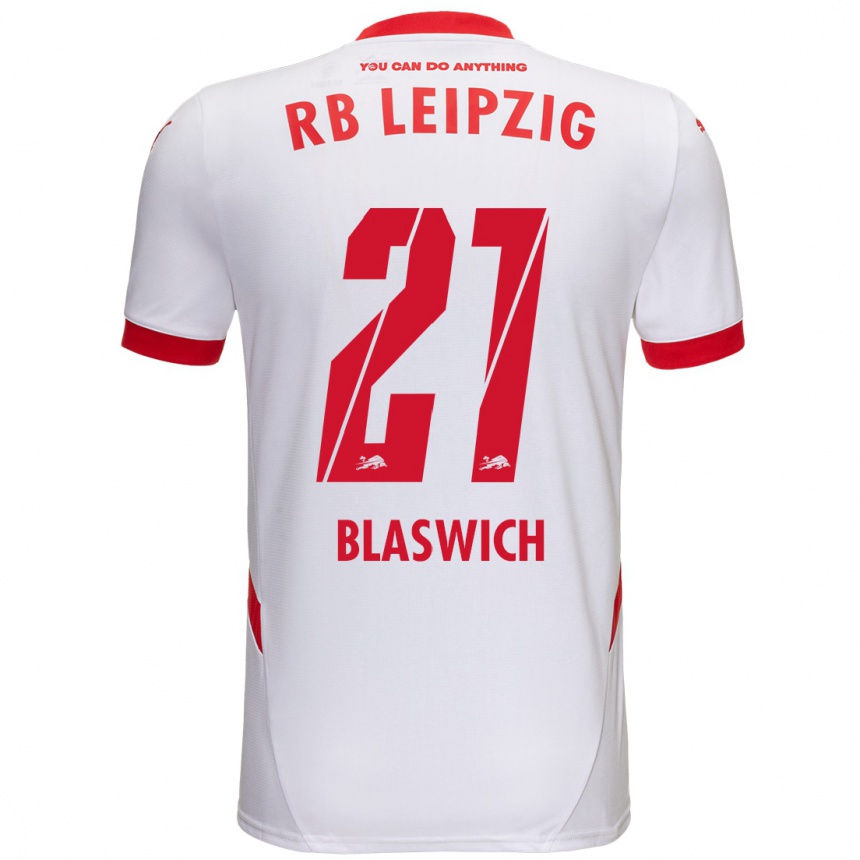 Enfant Football Maillot Janis Blaswich #21 Blanc Rouge Tenues Domicile 2024/25 Canada