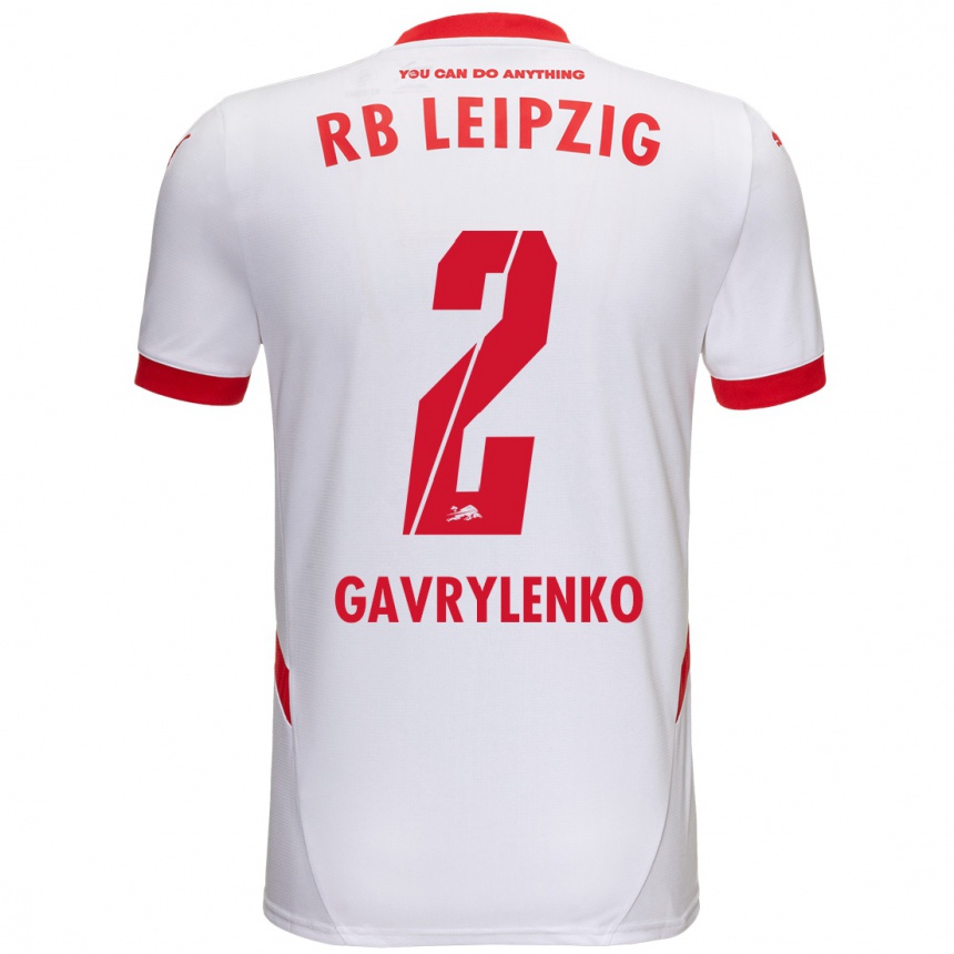 Kids Football Oleksandr Gavrylenko #2 White Red Home Jersey 2024/25 T-Shirt Canada