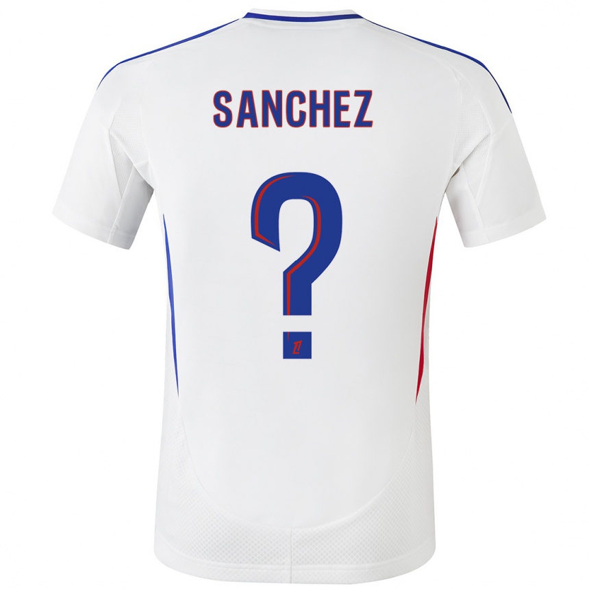 Kids Football Florent Sanchez #0 White Blue Home Jersey 2024/25 T-Shirt Canada