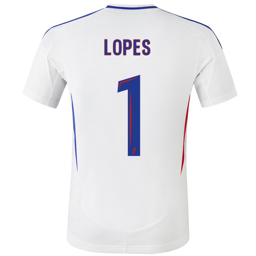 Kids Football Anthony Lopes #1 White Blue Home Jersey 2024/25 T-Shirt Canada