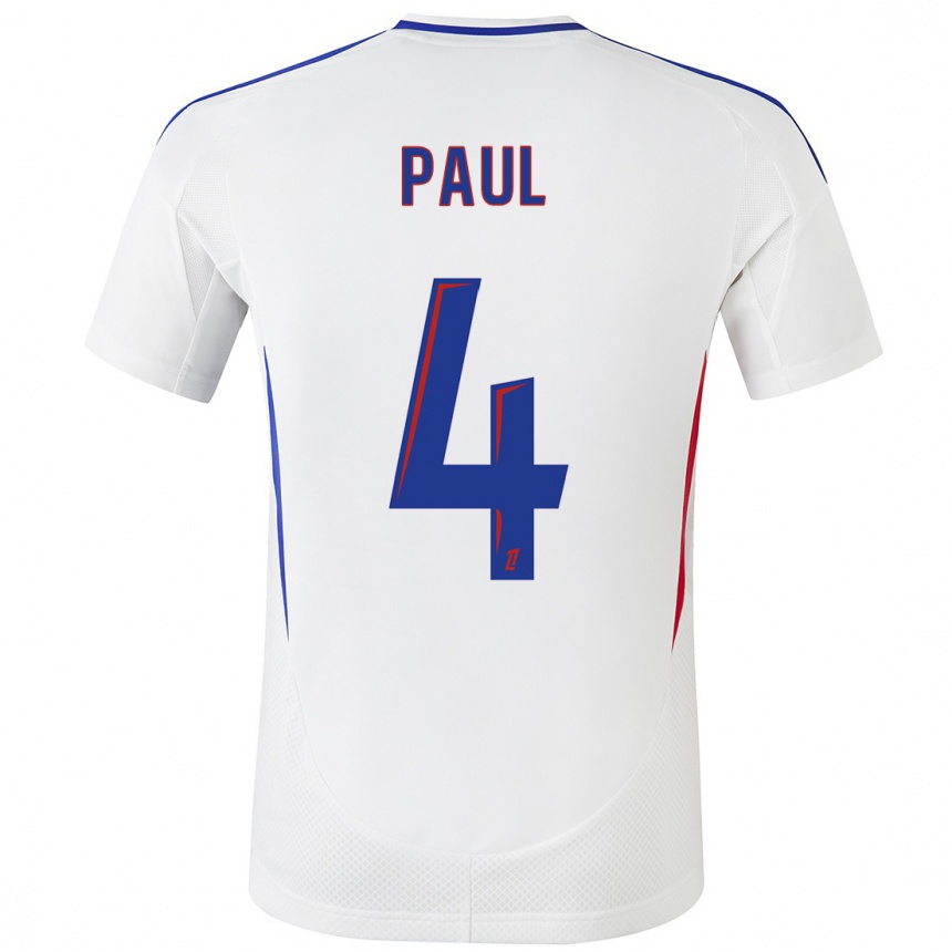 Kids Football Paul Akouokou #4 White Blue Home Jersey 2024/25 T-Shirt Canada