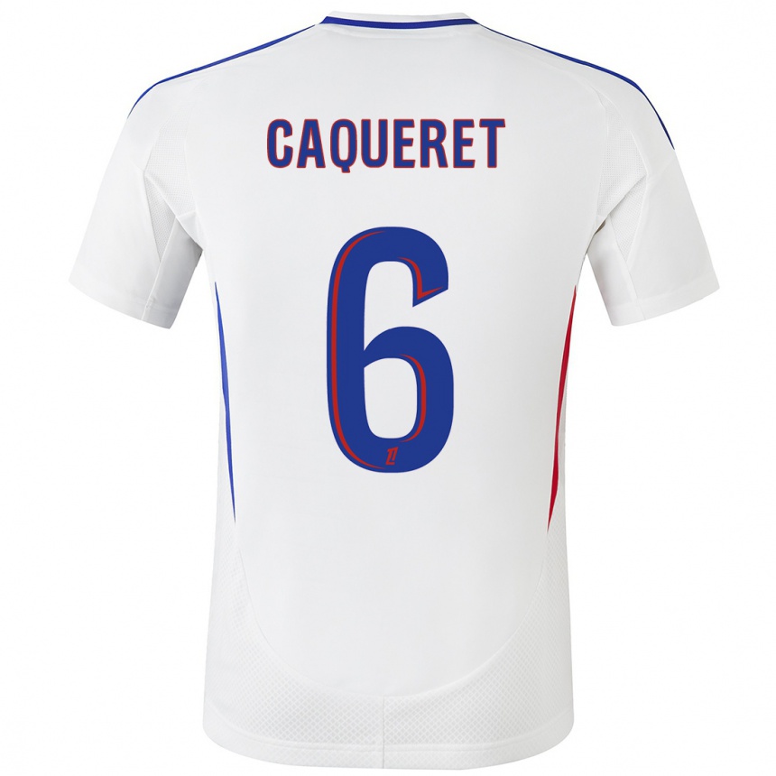 Enfant Football Maillot Maxence Caqueret #6 Blanc Bleu Tenues Domicile 2024/25 Canada