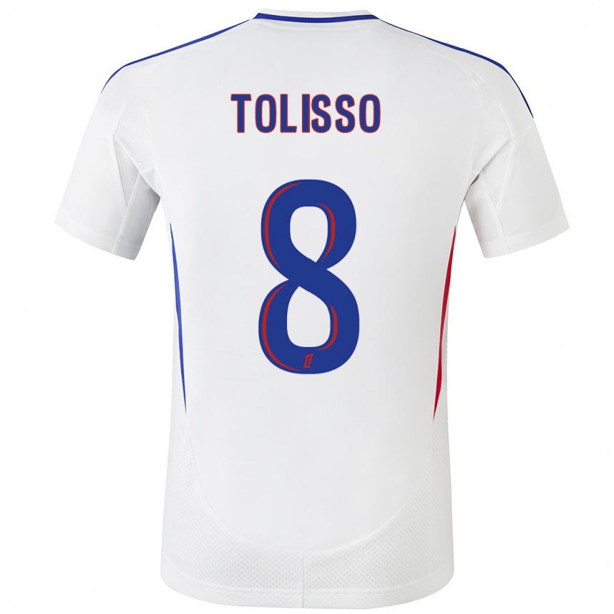 Enfant Football Maillot Corentin Tolisso #8 Blanc Bleu Tenues Domicile 2024/25 Canada