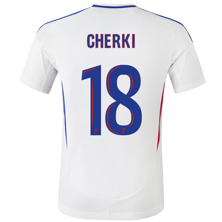 Kids Football Rayan Cherki #18 White Blue Home Jersey 2024/25 T-Shirt Canada