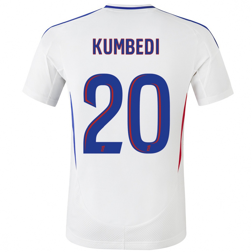 Kids Football Saël Kumbedi #20 White Blue Home Jersey 2024/25 T-Shirt Canada