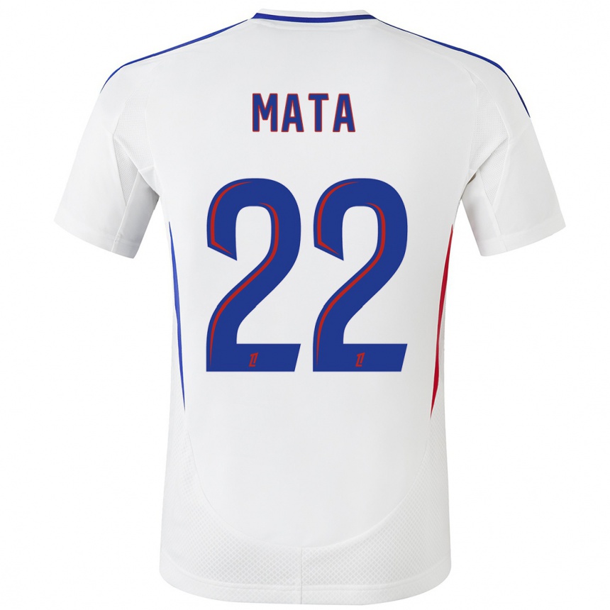 Kids Football Clinton Mata #22 White Blue Home Jersey 2024/25 T-Shirt Canada