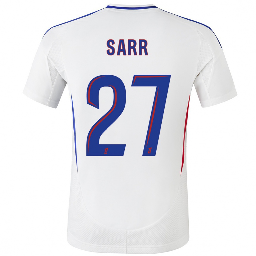 Kids Football Amin Sarr #27 White Blue Home Jersey 2024/25 T-Shirt Canada