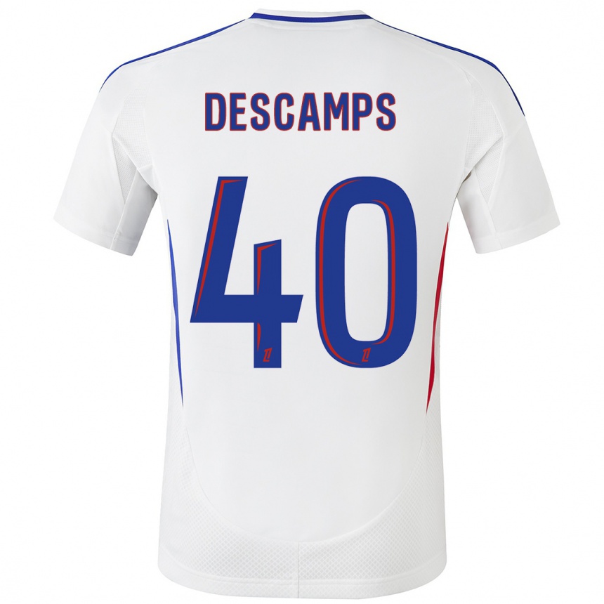 Kids Football Rémy Descamps #40 White Blue Home Jersey 2024/25 T-Shirt Canada