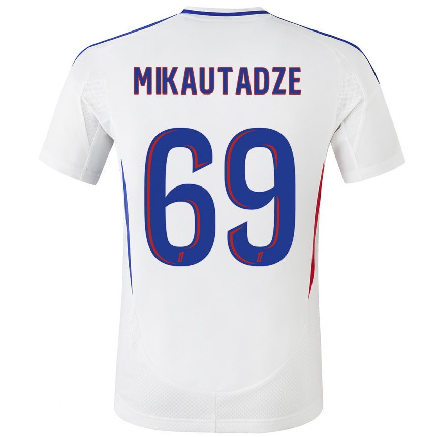 Enfant Football Maillot Georges Mikautadze #69 Blanc Bleu Tenues Domicile 2024/25 Canada