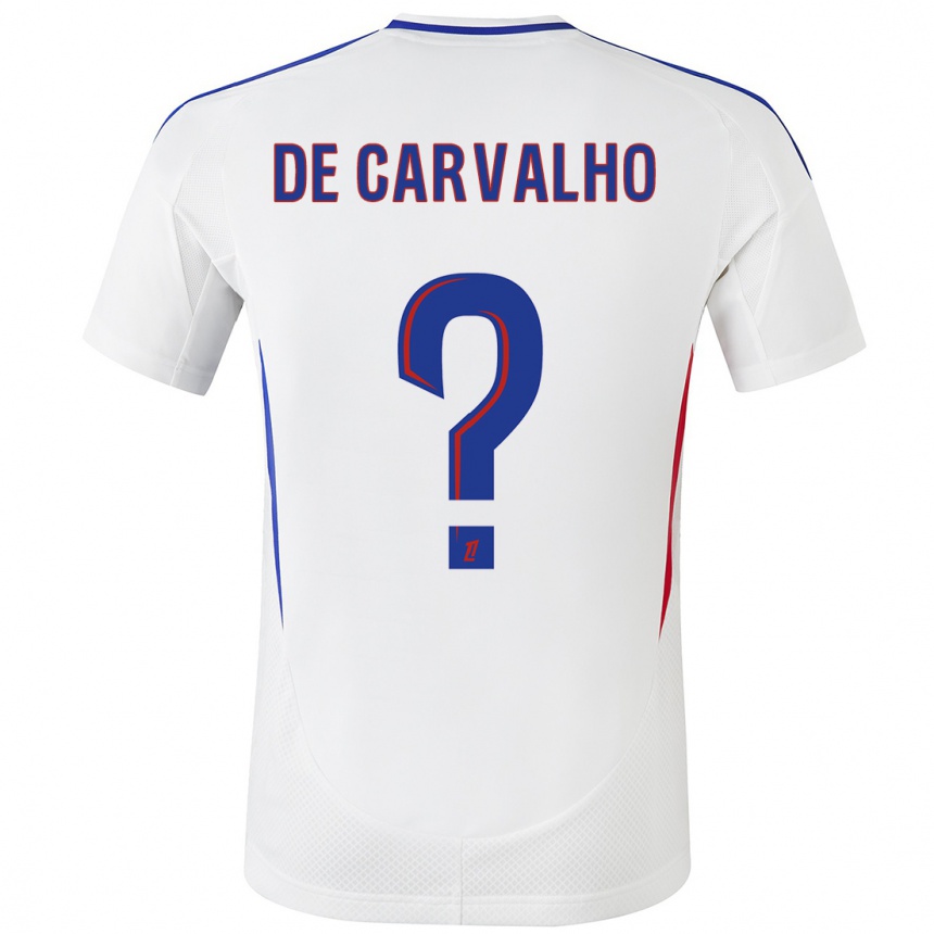 Kids Football Mathys De Carvalho #0 White Blue Home Jersey 2024/25 T-Shirt Canada