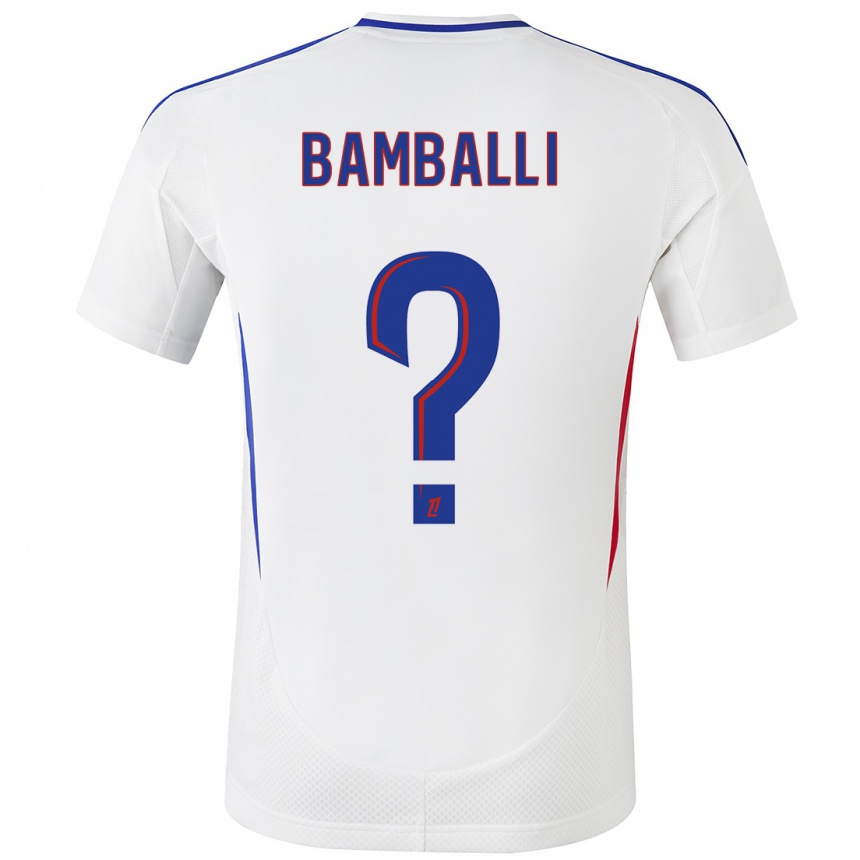 Kids Football Léo Bamballi #0 White Blue Home Jersey 2024/25 T-Shirt Canada